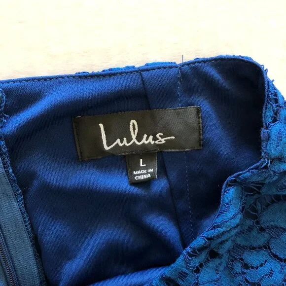 Lulus Live For the Night Women's Navy Blue Lace Skirt Size L Pencile - Picture 9 of 11